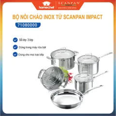 Bộ 5 nồi chảo inox Scanpan Impact 304 - Dùng cho bếp từ, máy rửa bát, thiết kế sang trọng và hiện đại, tiết kiệm năng lượng, điều khiển nhiệt dễ dàng