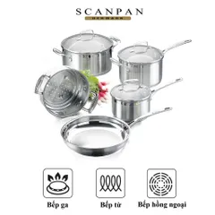 Bộ 5 nồi chảo inox Scanpan Impact 304 - Dùng cho bếp từ, máy rửa bát, thiết kế sang trọng và hiện đại, tiết kiệm năng lượng, điều khiển nhiệt dễ dàng