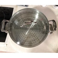 Chảo Xào Inox 28cm Kèm Xửng Hấp Scanpan Impact - Dùng Bếp Từ, Máy Rửa Bát, Thiết Kế Sang Trọng, Chịu Nhiệt Cao, Hàng Chính Hãng