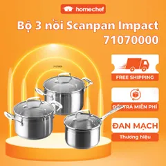 Bộ 3 Nồi Inox Scanpan Impact Cao Cấp 16/18/20cm - Dùng Bếp Từ, Máy Rửa Bát - Thiết Kế Sang Trọng, Chịu Nhiệt Tốt