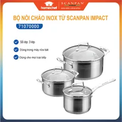 Bộ 3 Nồi Inox Scanpan Impact Cao Cấp 16/18/20cm - Dùng Bếp Từ, Máy Rửa Bát - Thiết Kế Sang Trọng, Chịu Nhiệt Tốt