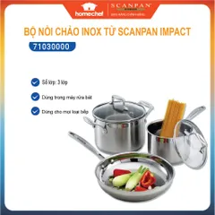 Bộ 3 Nồi Chảo Inox Cao Cấp Scanpan Impact 16/20/26cm - Dùng Cho Bếp Từ, Máy Rửa Bát, An Toàn và Tiết Kiệm Nhiệt