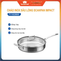 Chảo Inox 304 Cao Cấp Scanpan Impact 28cm - Đáy 3 Lớp, Dùng Bếp Từ, An Toàn Máy Rửa Bát, Sang Trọng, Thời Thượng