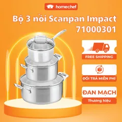 Bộ 3 Nồi Inox 304 Cao Cấp Scanpan Impact 16/20/24cm - Dizain Sang Trọng, Chịu Nhiệt Cao, An Toàn Cho Bếp Từ và Máy Rửa Chén