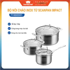 Bộ 3 Nồi Inox 304 Cao Cấp Scanpan Impact 16/20/24cm - Dizain Sang Trọng, Chịu Nhiệt Cao, An Toàn Cho Bếp Từ và Máy Rửa Chén