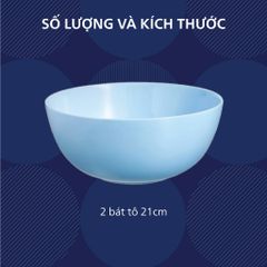 Bộ 2 Bát Tô Thủy Tinh Luminarc Diwali 21cm - Chịu Nhiệt, An Toàn Lò Vi Sóng, Máy Rửa Bát - Hàng Chính Hãng Pháp
