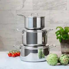 Bộ 3 Nồi Inox Liền Khối 5 Lớp Scanpan Fusion 16/20/24cm - Dùng Cho Bếp Từ, An Toàn Trong Máy Rửa Bát, Cao Cấp, Sang Trọng