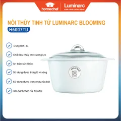 Nồi thủy tinh Luminarc Blooming H6007TU, dung tích 3L, dùng bếp từ, sản xuất tại Pháp | Hàng chính hãng