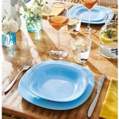 Đĩa Thủy Tinh Luminarc Carine Light Blue 21cm, Dùng Lò Vi Sóng & Máy Rửa Bát - Bộ 3 Cái An Toàn Sức Khỏe