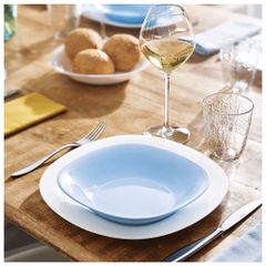 Đĩa Thủy Tinh Luminarc Carine Light Blue 21cm, Dùng Lò Vi Sóng & Máy Rửa Bát - Bộ 3 Cái An Toàn Sức Khỏe
