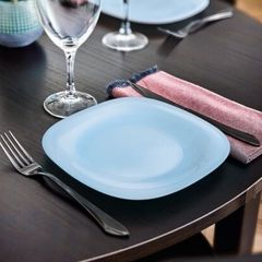 Đĩa Thủy Tinh Luminarc Carine Light Blue 21cm, Dùng Lò Vi Sóng & Máy Rửa Bát - Bộ 3 Cái An Toàn Sức Khỏe