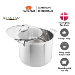Nồi inox Scanpan Impact 28cm 12L - Nồi luộc gà cao cấp, chống dính, dùng trên mọi loại bếp, dễ dàng vệ sinh, thiết kế hiện đại