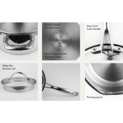 Chảo inox cao cấp dùng bếp từ Scanpan STS 20cm 75002003, đáy 3 lớp liền mạch, dùng máy rửa bát