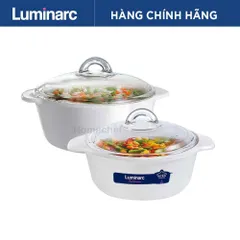 Bộ 2 nồi thủy tinh Luminarc Blooming 1L+2L - LVCF6P3, dùng bếp ga, hồng ngoại, sản xuất tại Pháp | Hàng chính hãng
