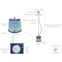Bàn Ủi Hơi Nước Đứng Philips GC518 - Công Suất 1600W, Dung Tích 1.6L, 5 Chế Độ Phun Hơi, Bảo Hành 2 Năm - Uốn Nắn Tất Cả Chất Liệu Vải