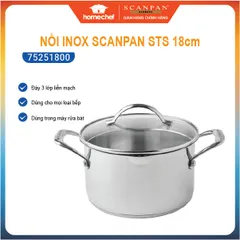 Nồi inox đáy liền Scanpan STS 18cm 75251800, dung tích 2.5L, dùng bếp từ, máy rửa bát