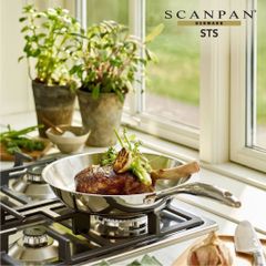 Chảo inox cao cấp dùng bếp từ Scanpan STS 26cm 75002603, đáy 3 lớp liền mạch, dùng máy rửa bát