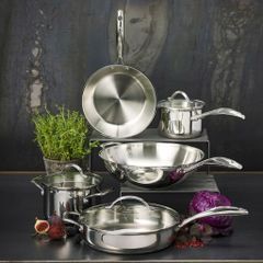 Chảo inox cao cấp dùng bếp từ Scanpan STS 26cm 75002603, đáy 3 lớp liền mạch, dùng máy rửa bát