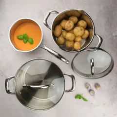 Nồi inox đáy liền Scanpan STS 20cm - Chịu nhiệt 250°C, dung tích 3.4L, phù hợp bếp từ & máy rửa bát, thiết kế sang trọng, chống nóng
