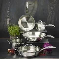 Chảo inox cao cấp 24cm Scanpan STS - Thiết kế sang trọng, đáy 3 lớp liền mạch, an toàn cho bếp từ và máy rửa bát