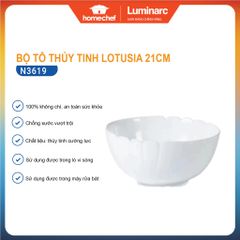 Bát Tô Thủy Tinh Luminarc Lotusia 21cm N3619 - Bộ 5 Chiếc Đựng Canh, Salad, Hàng Chính Hãng, Màu Trắng Sang Trọng