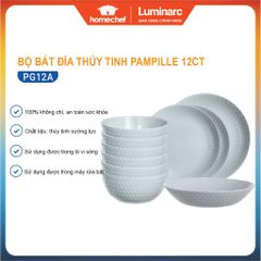 Bộ bát đĩa thủy tinh Luminarc Pampille 12 chi tiết PG12A - Chất liệu an toàn, cổ điển và hiện đại cho bếp nhà bạn
