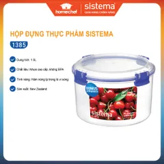 Hộp Đựng Thực Phẩm Cao Cấp Sistema 1500ml - An Toàn Sức Khỏe, Không Chứa BPA, Dùng Được Trong Lò Vi Sóng và Máy Rửa Bát, Xuất Xứ New Zealand