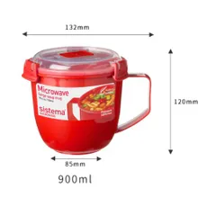 Set 2 Cốc Nhựa Sistema STM 2Z Có Tay Cầm Chống Nóng - Hộp Đựng Thực Phẩm An Toàn Dùng Trong Lò Vi Sóng, Dễ Vệ Sinh, Tiện Dụng