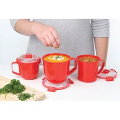 Set 2 Cốc Nhựa Sistema STM 2Z Có Tay Cầm Chống Nóng - Hộp Đựng Thực Phẩm An Toàn Dùng Trong Lò Vi Sóng, Dễ Vệ Sinh, Tiện Dụng