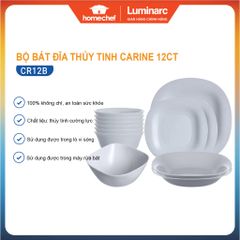 Bộ Bát Đĩa Thủy Tinh Chịu Nhiệt Luminarc Carine 12 Chi Tiết – Hàng Chính Hãng Pháp, An Toàn, Chống Xước, Thiết Kế Hiện Đại