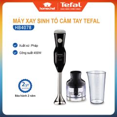 Máy xay sinh tố cầm tay Tefal HB4078 - 450W, chất liệu an toàn, sản xuất tại Pháp, bảo hành 2 năm - Đồ gia dụng tiện lợi cho gia đình