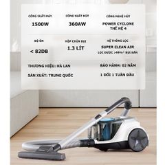 Máy Hút Bụi Philips XB2023 1800W - Đầu Hút Đa Năng, Thiết Kế Nhỏ Gọn, Bảo Hành 2 Năm, Hút Khỏe và Êm Ái