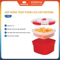 Hộp đựng thực phẩm hấp lò vi sóng Sistema 2.4L, an toàn sức khỏe,không chứa BPA, sản xuất tại New Zealand -1102