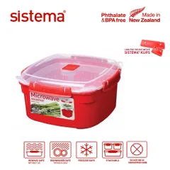Hộp đựng thực phẩm hấp lò vi sóng Sistema 2.4L, an toàn sức khỏe,không chứa BPA, sản xuất tại New Zealand -1102