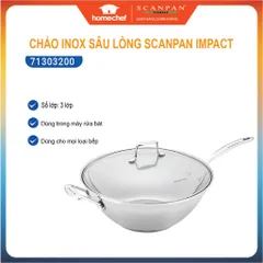 Chảo xào inox 304 Scanpan Impact 32cm - Đáy 3 lớp, chảo chịu nhiệt, dùng cho bếp từ & máy rửa bát, hàng chính hãng Đan Mạch