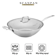 Chảo xào inox 304 Scanpan Impact 32cm - Đáy 3 lớp, chảo chịu nhiệt, dùng cho bếp từ & máy rửa bát, hàng chính hãng Đan Mạch