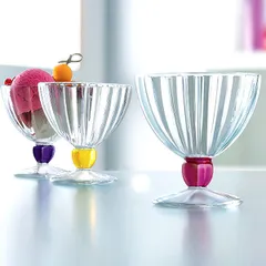 Bộ 6 Ly Kem Rainbow 300ml - Thủy Tinh Cao Cấp, Thiết Kế Độc Đáo, Dùng Cho Mùa Hè, Tụ Họp Gia Đình, An Toàn Cho Sức Khỏe