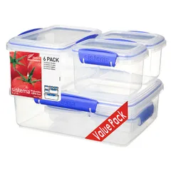 Bộ 6 hộp đựng Sistema Klip It - 1760 (1x2lit, 1x1lit, 2x400ml, 2x200ml)