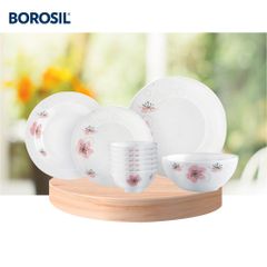 Bộ bát đĩa thủy tinh Larah Borosil 10 chi tiết - Dùng lò vi sóng, máy rửa bát, thiết kế sang trọng, sản xuất tại Ấn Độ