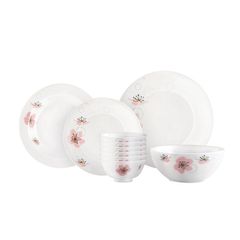 Bộ bát đĩa thủy tinh Larah Borosil 10 chi tiết - Dùng lò vi sóng, máy rửa bát, thiết kế sang trọng, sản xuất tại Ấn Độ