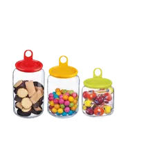Bộ 3 Hũ Thủy Tinh Luminarc Rondo Smile - An Toàn, Nắp Kín, Chống Bám Màu - Lưu Trữ Thực Phẩm Tiện Lợi, Thiết Kế Pháp