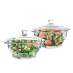 Bộ 2 thố thủy tinh Luminarc Granity có nắp 1L + 1.5L - H1582-83, dùng lò vi sóng, máy rửa bát
