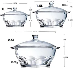 Bộ 2 thố thủy tinh Luminarc Granity có nắp 1L + 1.5L - H1582-83, dùng lò vi sóng, máy rửa bát
