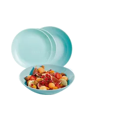 Set 4 Đĩa Thủy Tinh Luminarc Diwali Màu Xanh Ngọc Pastel - 2 Đĩa Nông 19cm & 2 Đĩa Sâu 20cm, Sang Trọng, An Toàn, Tiện Lợi