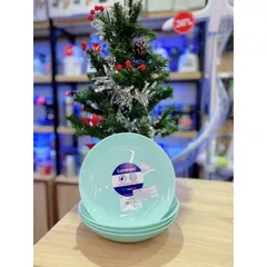 Set 4 Đĩa Thủy Tinh Luminarc Diwali Màu Xanh Ngọc Pastel - 2 Đĩa Nông 19cm & 2 Đĩa Sâu 20cm, Sang Trọng, An Toàn, Tiện Lợi