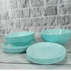 Set 4 Đĩa Thủy Tinh Luminarc Diwali Màu Xanh Ngọc Pastel - 2 Đĩa Nông 19cm & 2 Đĩa Sâu 20cm, Sang Trọng, An Toàn, Tiện Lợi