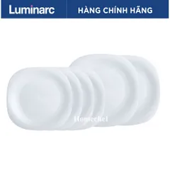 Set 6 Đĩa Thủy Tinh Cường Lực Luminarc Carine Trắng - An Toàn Lò Vi Sóng, Thiết Kế Hiện Đại, Bền Đẹp, Tiện Ích Cho Bữa Ăn