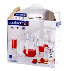 Bộ Bình Cốc Thủy Tinh Luminarc Ice Blue 5 Chi Tiết - Chống Bám Bẩn, Bám Mùi, Phong Cách Sang Trọng, Dùng Trong Gia Đình Và Văn Phòng