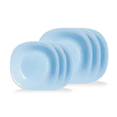 Bộ Đĩa Thủy Tinh Cường Lực Luminarc Carine Light Blue 6 Chi Tiết - An Toàn Lò Vi Sóng & Máy Rửa Bát, Thiết Kế Sang Trọng