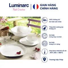 Bộ 6 đĩa thủy tinh Luminarc Lotusia 23cm N3620 - Thủy tinh cường lực an toàn, dùng cho lò vi sóng & máy rửa bát, sang trọng và bền đẹp